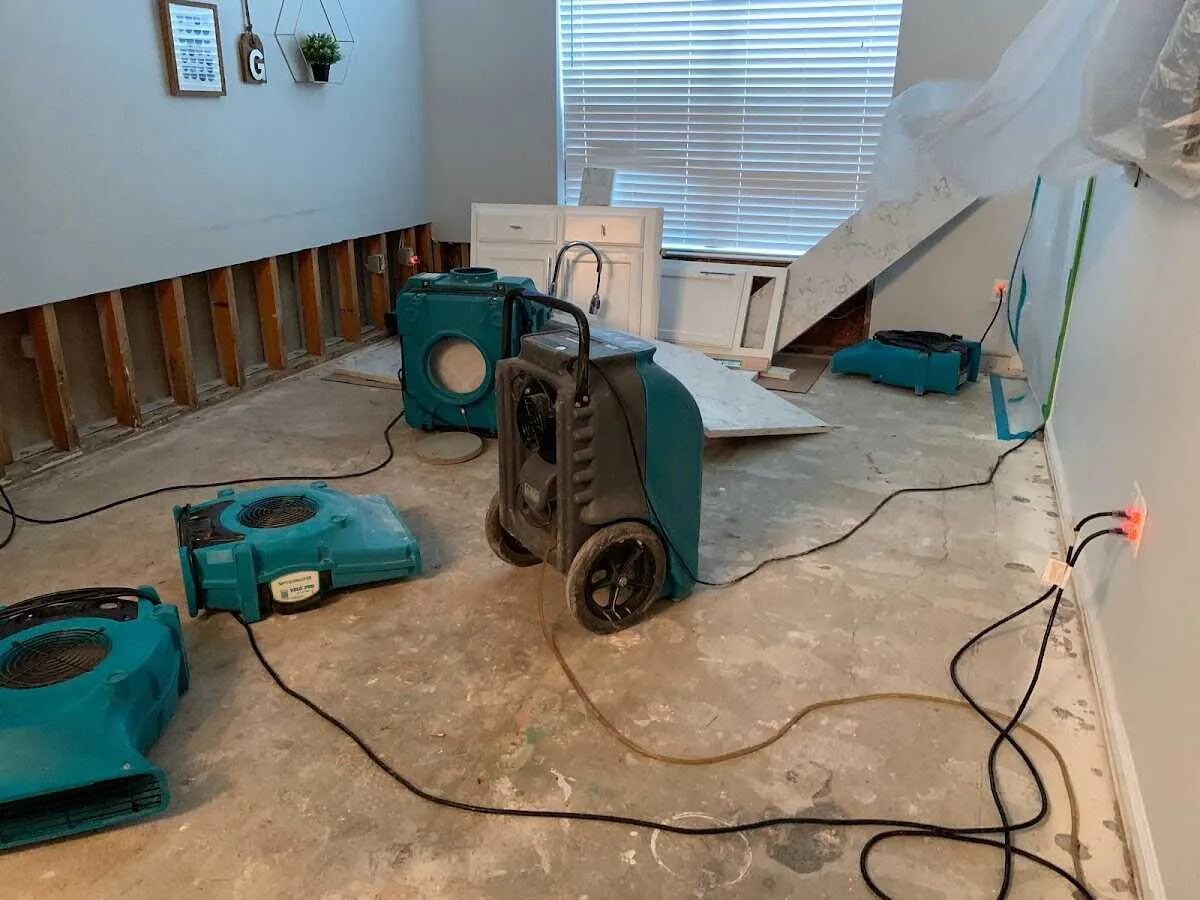 Dehumidifier in flood-cut room for Water Extraction & Removal in Smithfield